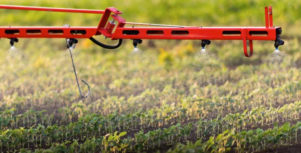 Nozzle Tractor Sprinklers Sprayed Soybean Spraying — Stock Photo, Image