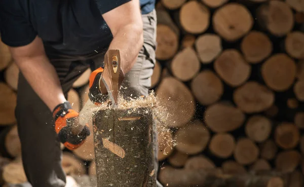Hand Axe Firewood Chopping Wood Fire Heat —  Fotos de Stock