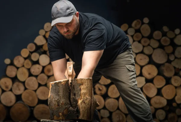 Hand Axe Firewood Chopping Wood Fire Heat — Foto Stock