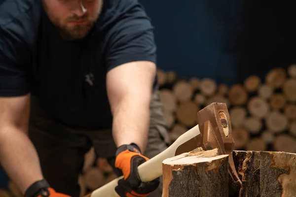 Hand Axe Firewood Chopping Wood Fire Heat —  Fotos de Stock