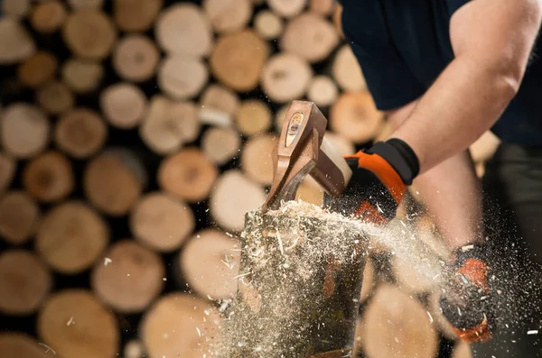 Hand Axe Firewood Chopping Wood Fire Heat — Stok fotoğraf
