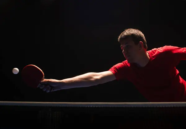 Close Table Tennis Player Returning Ball — Stock Photo, Image