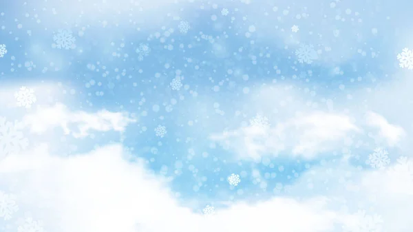 Modré Vánoční Pozadí Bokeh Světla Jasné Přízvuky Mraky Létající Sněhové — Stockový vektor