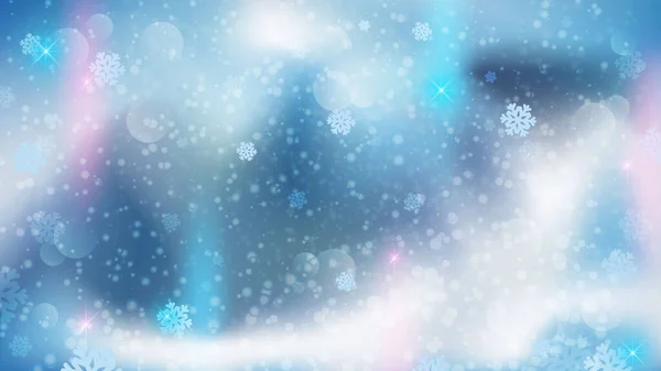Blaue Weihnachten Hintergrund Mit Bokeh Lichter Nordlichter Vektorillustration — Stockvektor