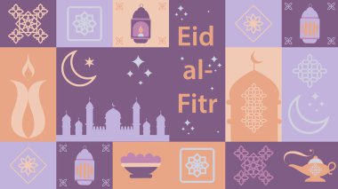 Ramadan Kareem. Islamic banner template with ramadan for wallpaper design. Traditional patterns and elements.Vector illustration
