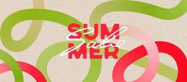 Yaz yatay soyut arkaplan, gradyan ve doku, el çizgileri. Satışlar için modern minimalist tasarım şablonu, yatay poster, başlık, kapak. Vektör illüstrasyonu