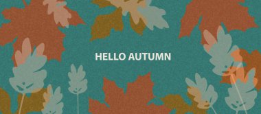 Sonbahar mevsimi yatay arka plan ve soyut sonbahar yaprakları. Satışlar için sonbahar minimalist tasarım şablonu, yatay poster, başlık, moda reklamcılığı, dekor. Vektör illüstrasyonu