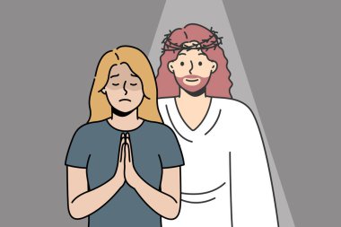 Hristiyan bir kadın dua ederken avuçlarını birlikte Tanrı 'ya dua eder. İsa isteği üzerine sarışın bir kıza göründü. Angel kriz anında ortaya çıktı, umutsuzluk teselli, umut, sevgi vermek için..