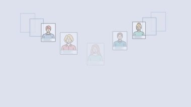 Adaylar özgeçmişlerine ya da özgeçmişlerine bakan iş adaylarını seçerler. İş başvurusu için ekip araması. İş ve İnsan Kaynakları. hareket gösterimi. 