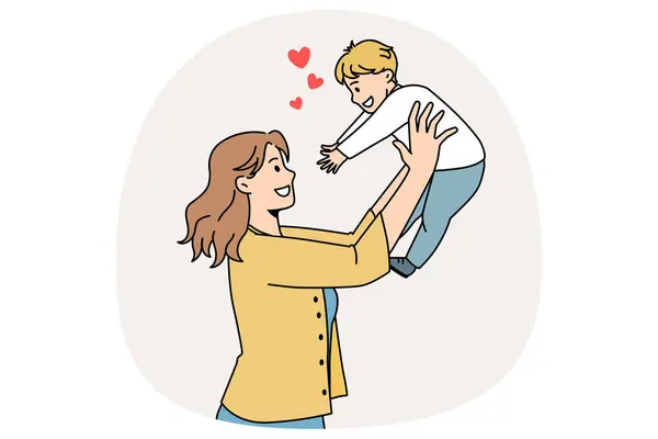 Gelukkig Ouderschap Moederschap Concept Glimlachende Jonge Vrouw Moeder Staan Houden — Stockvector