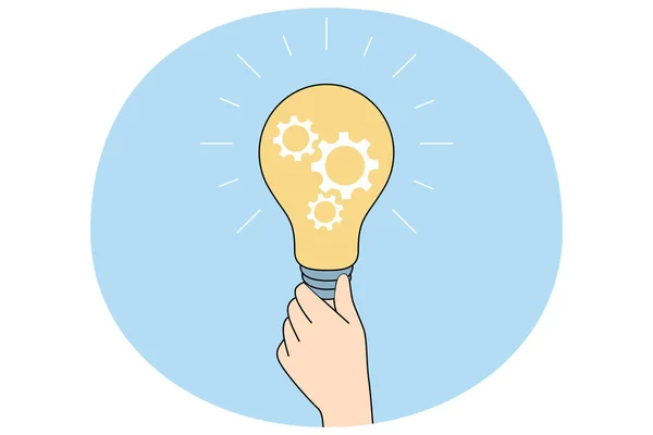 Person Holding Lightbulb Generate Creative Business Idea Businessperson Light Bulb —  Vetores de Stock