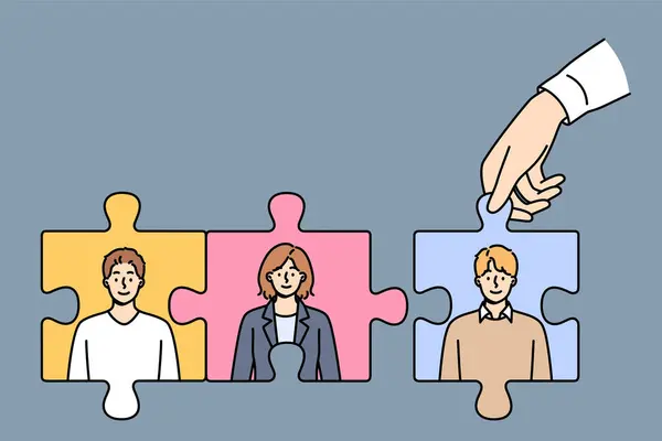 Teambildung Aus Puzzle Mit Geschäftsleuten Prozess Der Rekrutierung Und Einstellung lizenzfreie Stockillustrationen