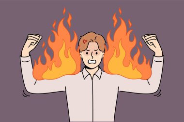 Öfkeli iş adamı öfke ve öfke hissediyor. Yanan pazılar gücü ve gücü simgeliyor. Şirket yöneticisi, astlarının yaptığı hataları öğrendikten sonra öfkesini gösteriyor.