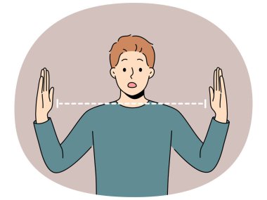 Şaşırmış bir adam kollarını açar ve ortaya çıkan nesnenin boyutu ya da sorunla şok olur. Şaşkın adam ağzını açar ve ekrana bakar. Utanç verici bir şekilde büyük belaları öğrenir..