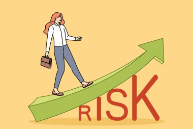 Grafiklere göre yürüyen bir kız için risk artışı, kötü tasarlanmış yatırımlar nedeniyle tehlike arttığını gösteriyor. İş kadını hedeflere ulaşmak ve kariyer büyümesi için risk almaya hazır