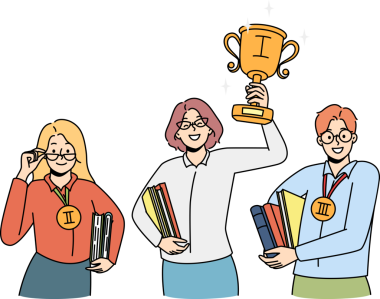 Mutlu kadın kupa ile kazanan