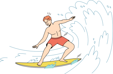 Okyanus dalgalarında sörf yapan adam