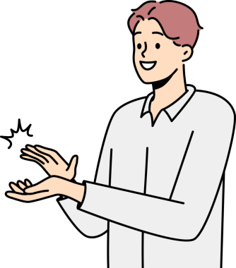 Gülümseyen adam alkışlıyor.