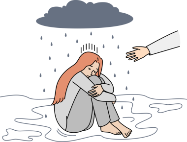 Depresyondaki kadına yardım eden kişi