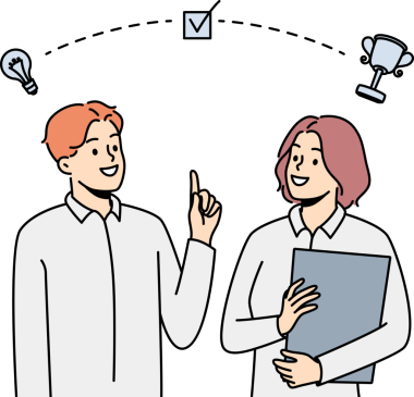 Paylaşılan başarı için gülümseyen çalışan beyin fırtınası