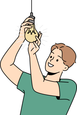 Gülen adam ampulü beceriyor.