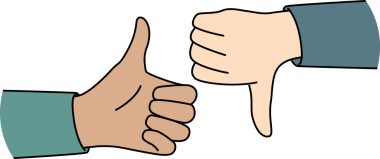 İnsanların elleri başparmağını aşağı yukarı gösteriyor.