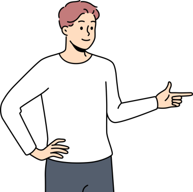 Gülümseyen adam işaret ediyor