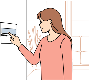 Akıllı ev sistemini kullanan kadın