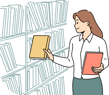 Kütüphanede çalışan kadın