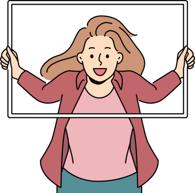 Gülen kadın pozu Başı boş çerçeveye koyar