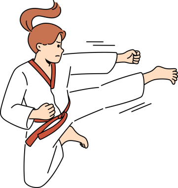 Kimonolu kadın karate çalışıyor.