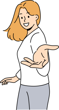 Gülümseyen kadın elini uzatır ve birini davet eder.