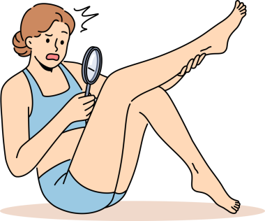 Kadın bacaklarındaki kıllar karşısında şoke oluyor ve spa salonunda epilasyona ya da epilasyona ihtiyacı var..