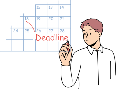 İş adamı takvimi doldurur ve raporlama gününü kaçırmamak için son teslim tarihlerini not eder.