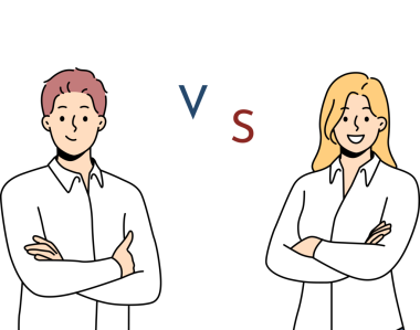 Başarılı iş arkadaşları kollarını kavuşturup profesyonel beceri ve verimlilikle rekabet etmek istiyorlar. Yöneticiler kurulundaki yönetici pozisyonu için erkek iş yarışında kadına karşı.