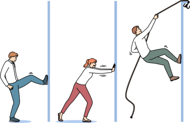 İş adamları sorunları çözmek için kriz durumunda farklı davranarak zorluğun üstesinden geliyorlar. İlerlemek isteyen ofis çalışanları için hayattaki zorlukları aşmak ve meydan okumak