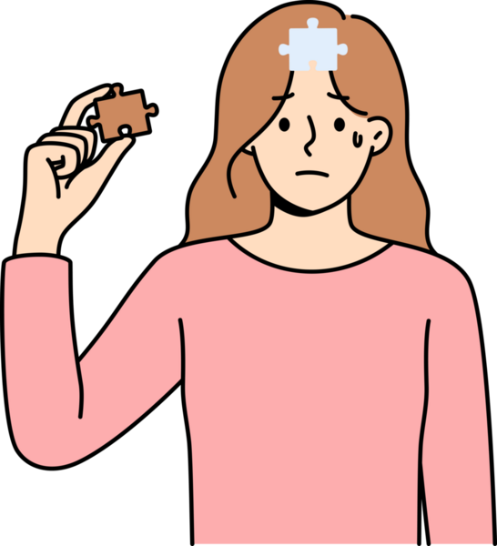 Депрессивная женщина плачет, чувствуя отсутствие мотивации для развития, и вытаскивает кусочек головоломки из головы. Девушка с психическим расстройством плачет, нуждаясь в поддержке друзей и бойфренда