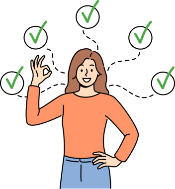 Kadın iyi bir hareket gösteriyor, tüm görevlerin başarısını bildiriyor, kontrol işaretlerinin arasında duruyor. Sunulan hizmetlerin kalitesi hakkında anket dolduran kız görevleri tamamlamakla meşgul