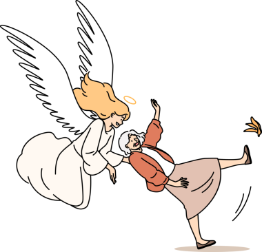 Koruyucu melek muz kabuğunun üstüne düşen ve yaralanma riski olan büyükanneyi kurtardı.