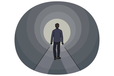 İnsanoğlu karanlık tünelden geçerek çıkışa doğru yürür, başarıya ulaşmak ve sorunlu durumdan kurtulmak için çabalar. Yalnız adam tünelin sonundaki ışığı görüyor, gizemli yolda yürüyor..