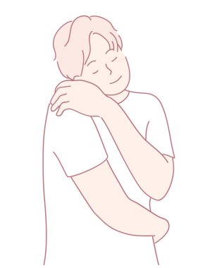 Derin bir sevgi ve rahatlığı temsil eden, nazik bir bencilliği güzel bir şekilde tasvir eden bir çizim.