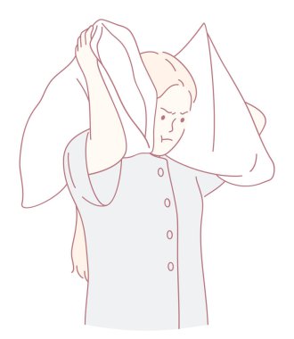 Bir kadın, huzur ve rahatlık için mükemmel bir uyku zamanı rutini yansıtan rahat yastıklarını düzenler.