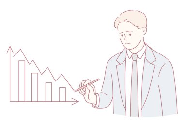 Bir işadamı, önümüzdeki önemli ekonomik güçlükleri simgeleyen azalan bir borsa grafiğini inceliyor