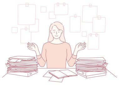 Sakin bir profesyonel, bir yığın evrak ve notları etkili bir şekilde yönetirken stresi ustalıkla yönetir.