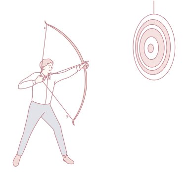 Bu, bir ok ve yayı doğrudan hedefe doğrultmuş bir kişiyi tasvir eden biçimlendirilmiş bir resimdir.