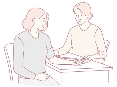 Hastanın tansiyonu, eğitimli bir sağlık uzmanının muayenesinde dikkatlice kontrol edilir.