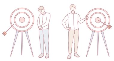 Etkili stratejilerle hedef belirleme ve geliştirme çabalarında başarıya karşı başarısızlığı gösteren bir illüstrasyon