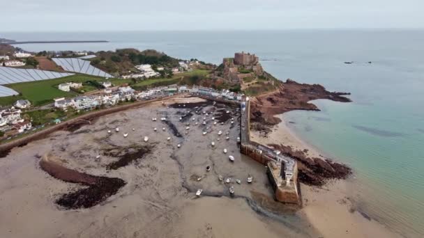 Pulau Jersey Inggris 2022 Indah Gambar Drone Udara Dari Mont — Stok Video