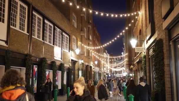 Londres Royaume Uni 2022 Lumières Noël Décorées Rues Covent Garden — Video