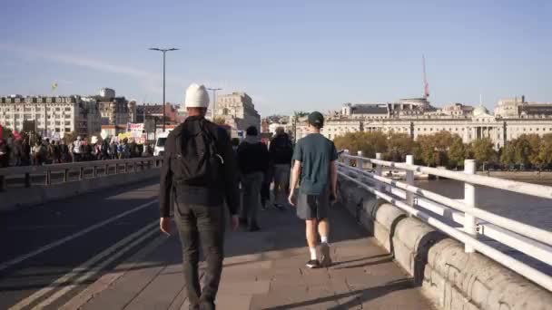 Londýn Velká Británie 2022 Londýnský Panorama Mostu Waterloo Směrem Městu — Stock video